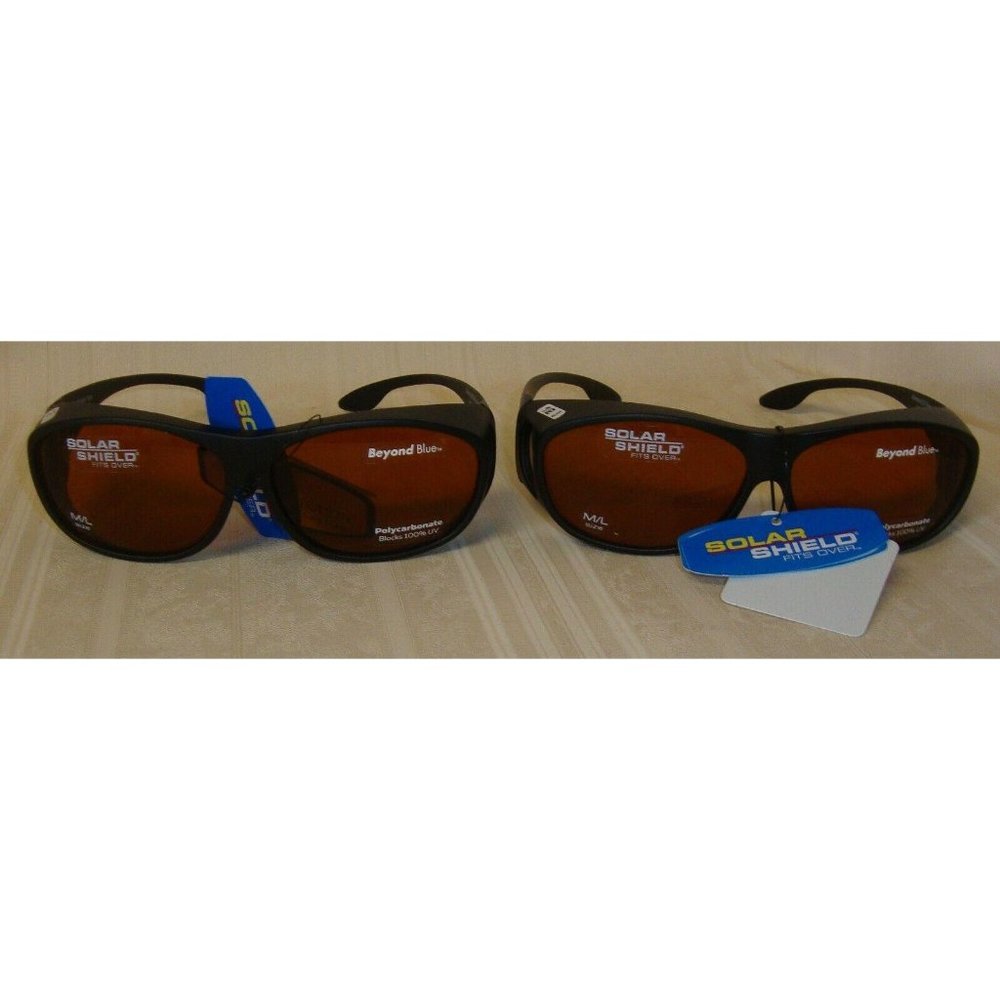 Solar Shield Beyond Blue Fits Over Sunglasses  #25302 Size M/L Lot of 2 Glasses
